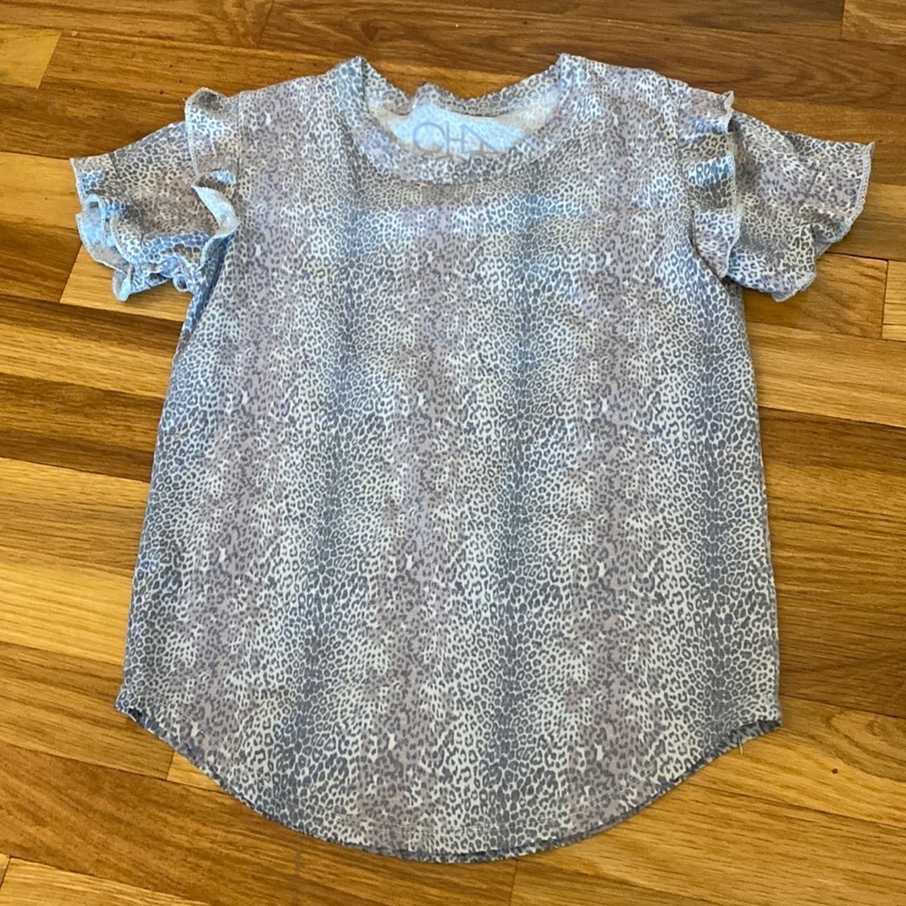 Chaser Girl’s Cheetah Print T-Shirt With Ruffled Sleeves Size 12